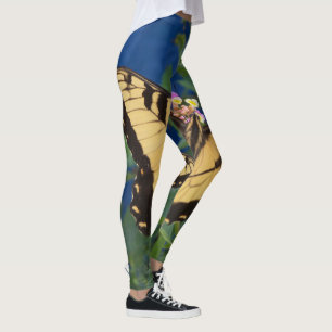 Leggings Mariposa de cerda amarilla y negra sobre