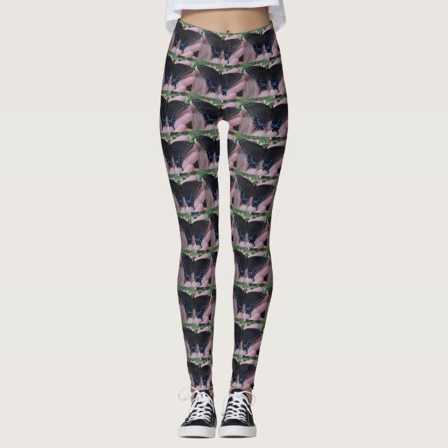 Leggings Mariposa de cola cruda negra #1 (Anverso)