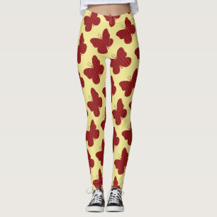 Leggings Mariposa de purpurina roja falsa