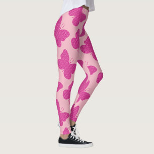 Leggings Mariposa de purpurina rosa falsa