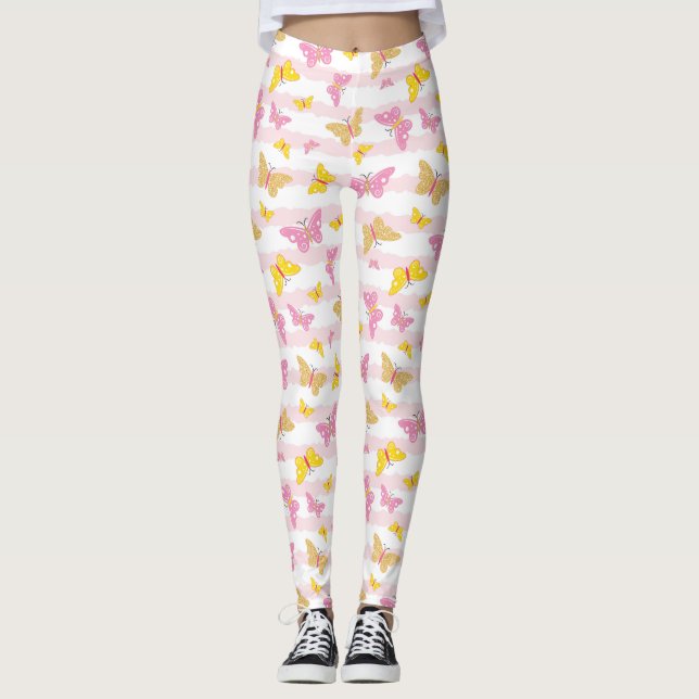Leggings Mariposa dorada y rosa (Anverso)