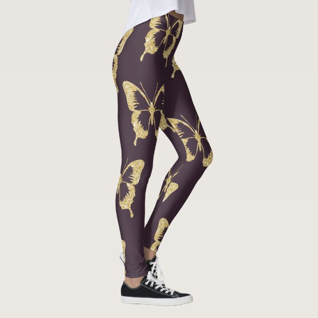 Leggings mariposa elegante purpurina de oro (Derecha)