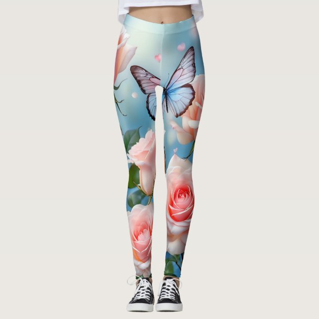 Leggings Mariposa En Flor Rosa (Anverso)
