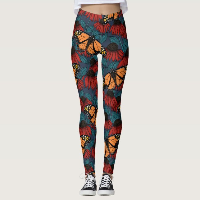 Leggings Mariposa monarca sobre las colmenas rojas (Anverso)