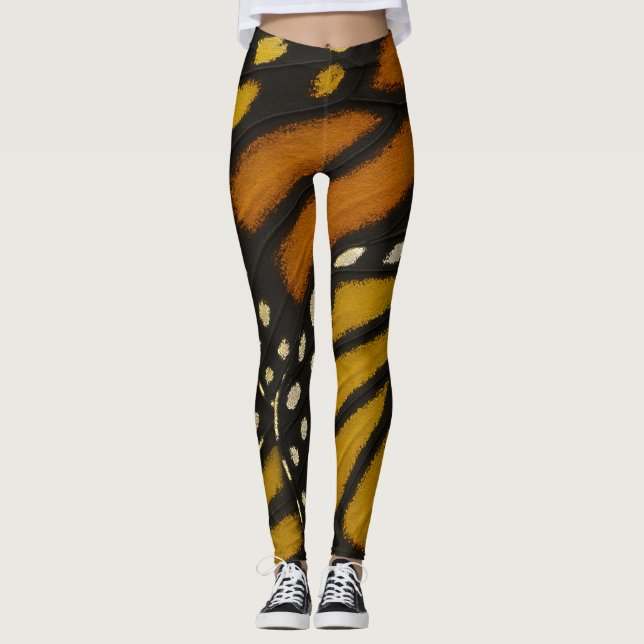 Leggings Mariposa Naranja y Amarilla Ala de Mariposa Monarc (Anverso)
