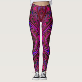 Leggings Mariposa Trippy de color rosa caliente, rojo y azu