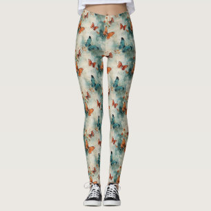 Leggings Mariposa Verde Jardín Inglés Floral Vintage