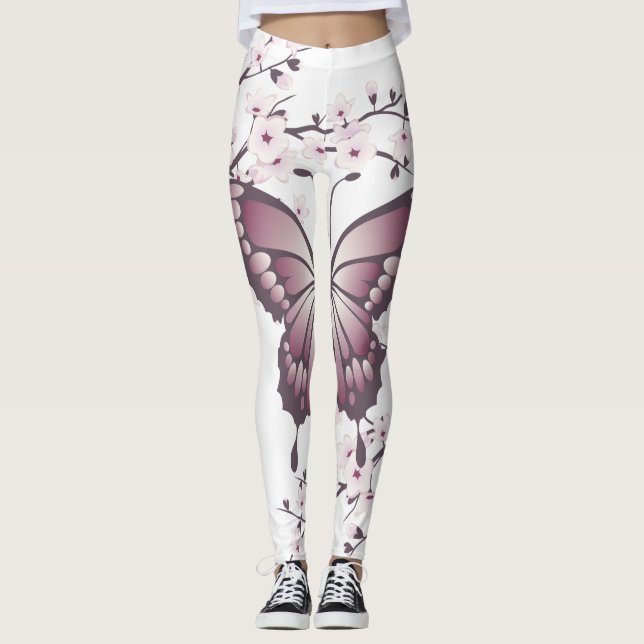 Leggings Mariposa Y Cerezo Blossom Mauve (Anverso)