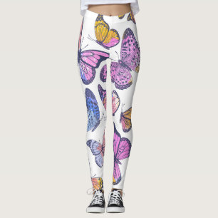 Leggings Mariposas acuarelas: Patrón de cosecha Pastel.