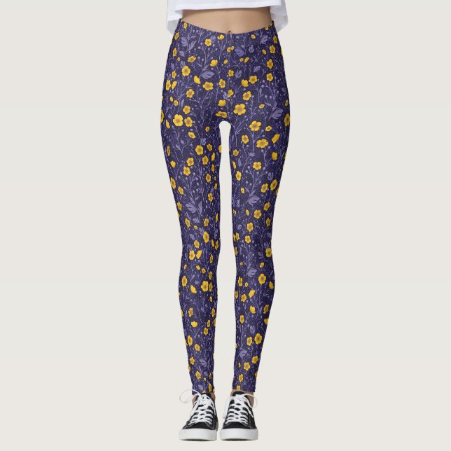 Leggings Mariposas, amarillas y violetas (Anverso)