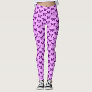 Leggings Mariposas antiguas, orquídeas y ametismo púrpura