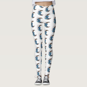 Leggings Mariposas azules sobre la media luna de madera