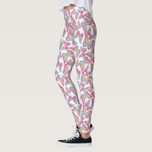 Leggings Mariposas Azules Verdes y Rosadas