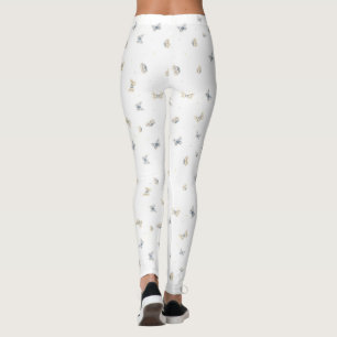 Leggings Mariposas azules y de crema encantadoras fauna de