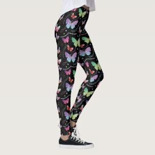 Leggings Mariposas Brillantes Moradas y Azules Elegantes