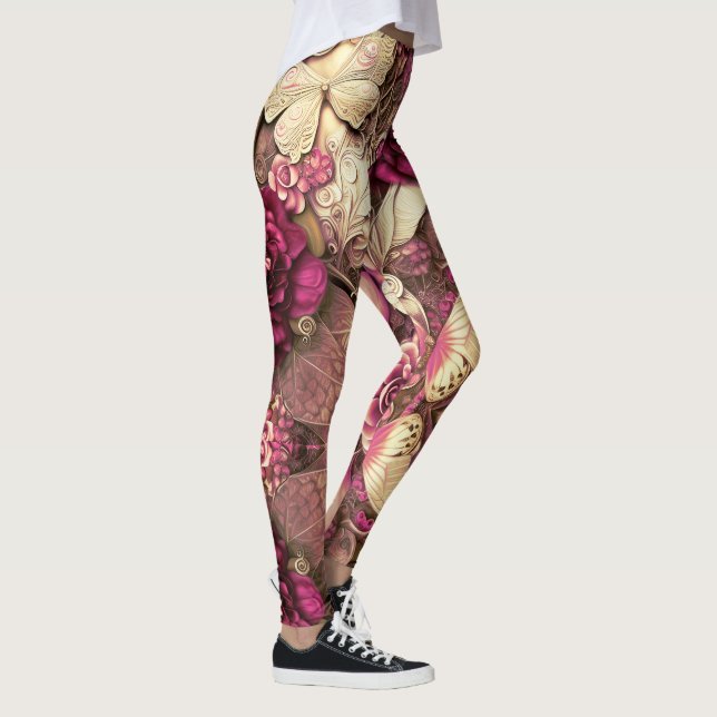 Leggings Mariposas Collage decorativas Y Piernas Rosas (Derecha)