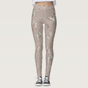 Leggings Mariposas de arte con tinta, piernas grises marron