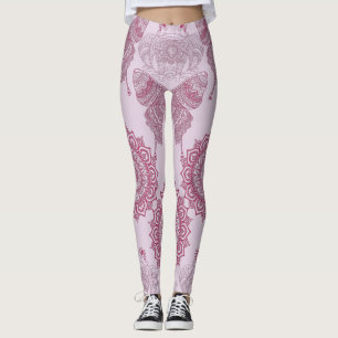 Leggings Mariposas de diseño únicas Mandala Zen l Yoga rosa