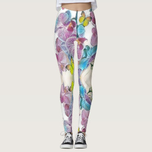 Leggings Mariposas de flores de orquídeas coloradas rosa ac