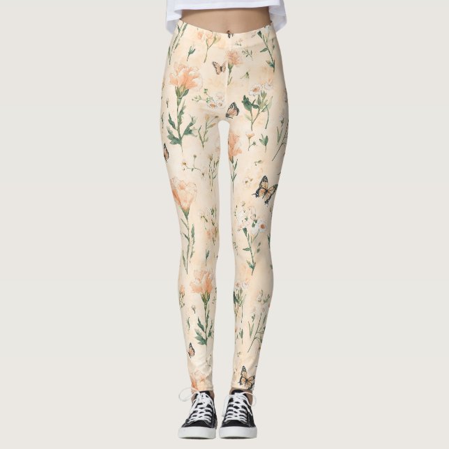 Leggings Mariposas de Melocotón Floral (Anverso)