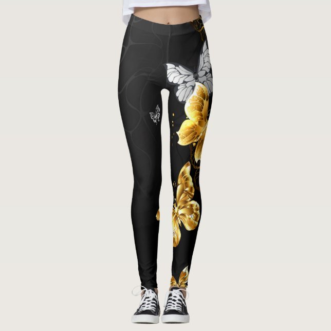Leggings Mariposas doradas y blancas (Anverso)