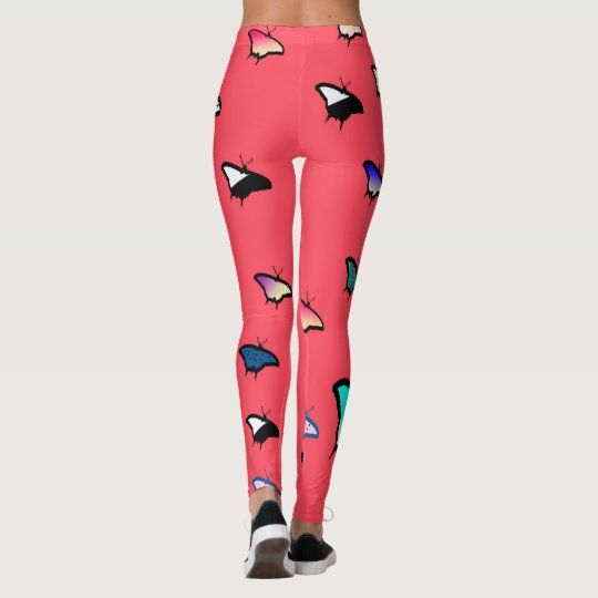 Leggings Mariposas en las polainas rosadas anaranjadas