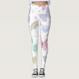 Leggings Mariposas, flores y arcoiris cúpulas Pastel