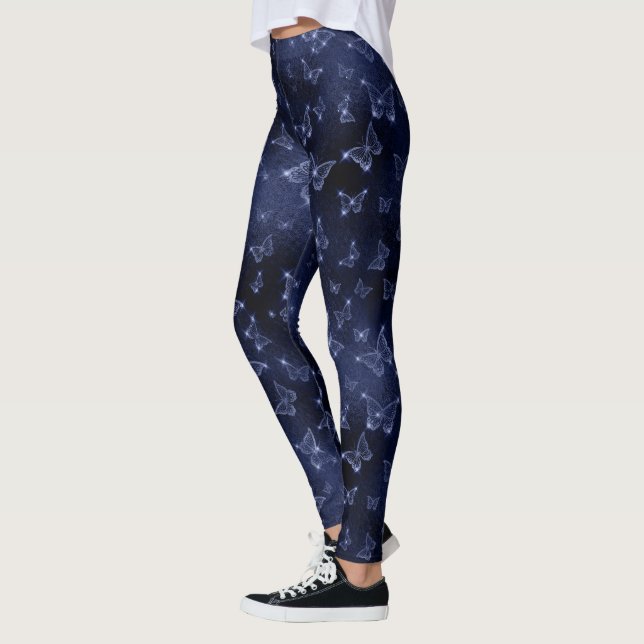 Leggings Mariposas Glam Plata Brillante (Izquierda)