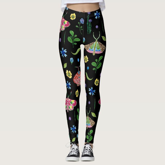 Leggings Mariposas Multicolor: Patrón brillante sin foco (Anverso)