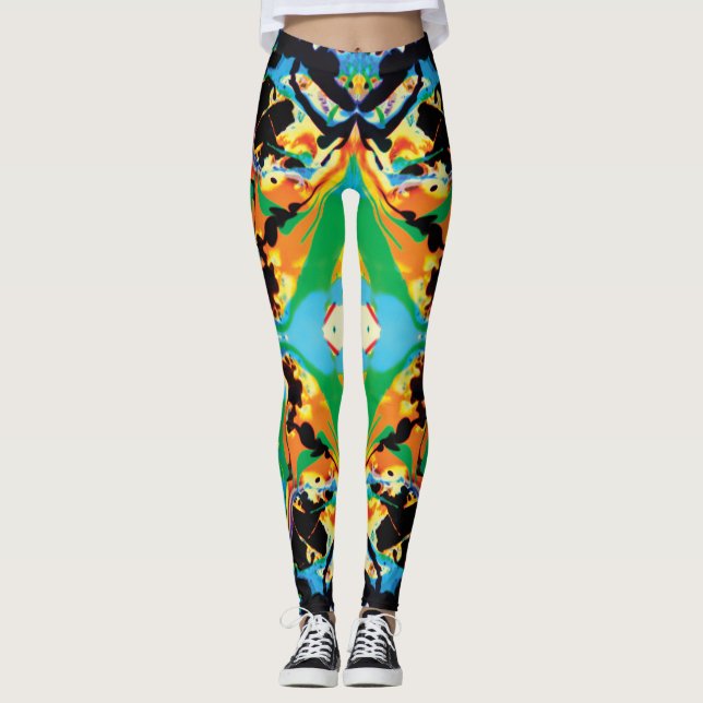 Leggings Mariposas nocturnas amarillas, azules, negras (Anverso)