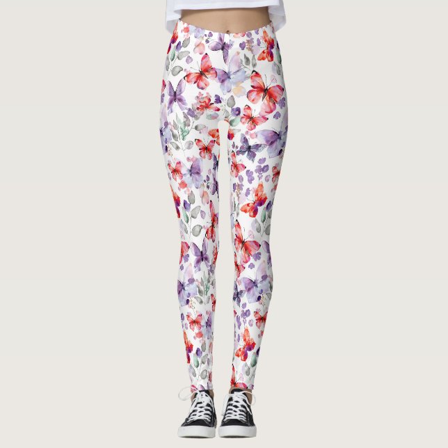 Leggings Mariposas Rojas Purpura (Anverso)
