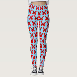 Leggings Mariposas rojas que elija color de fondo