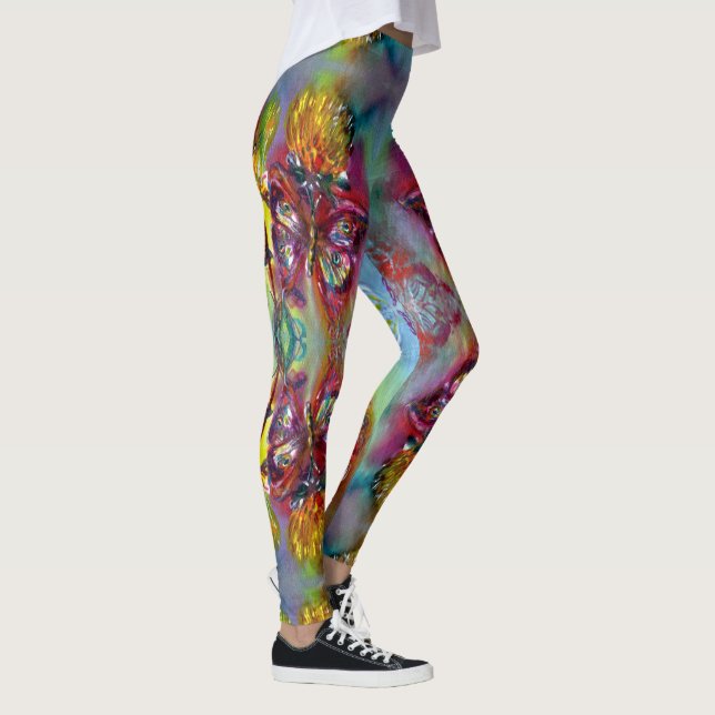 LEGGINGS MARIPOSAS ROJAS SOBRE LOS AMARILLOS AMARILLOS,AZUL (Derecha)