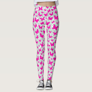 Leggings Mariposas rosadas en plantas sin fondo