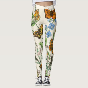 Leggings Mariposas y flores Ilustracion vintage 1