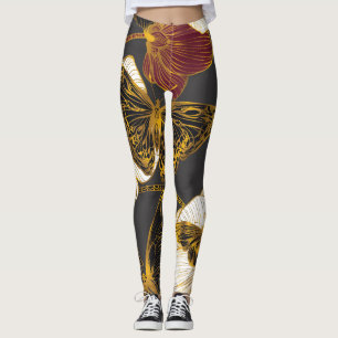 Leggings Mariposas y flores: Patrón de Boho de primavera