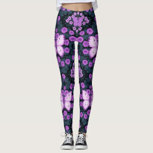 Leggings Mariposas y simetría floral, violeta y azul