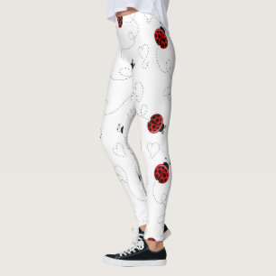 Leggings Mariquita Roja Escarabajo Insecto Amante Corazones