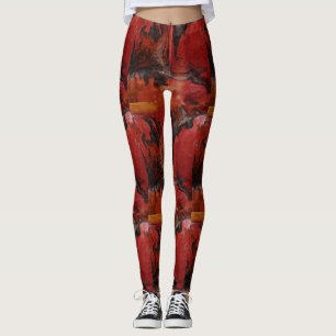 Leggings Mármol abstracto que repite el patrón de carbón ro