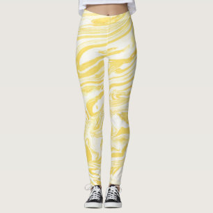 Leggings Mármol amarillo elegante: Textura de mano
