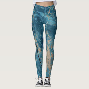 Leggings Mármol Aqua Onyx: Diseño De Alta Resolución.