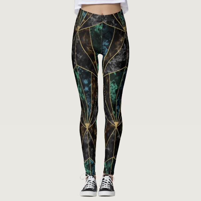 Leggings Mármol Art Deco: Lujo malaquita (Anverso)