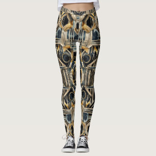 Leggings Mármol Art-deco Negro y oro Jazzy Geométrico