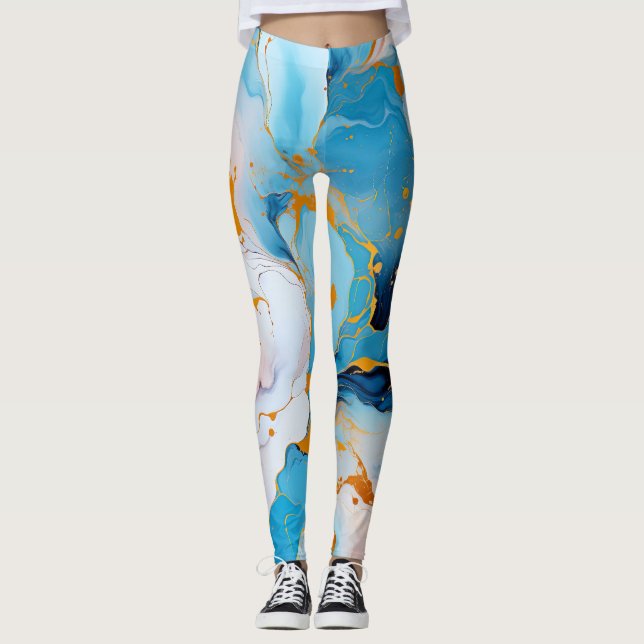 Leggings Mármol Azur con Salpicaduras Doradas (Anverso)