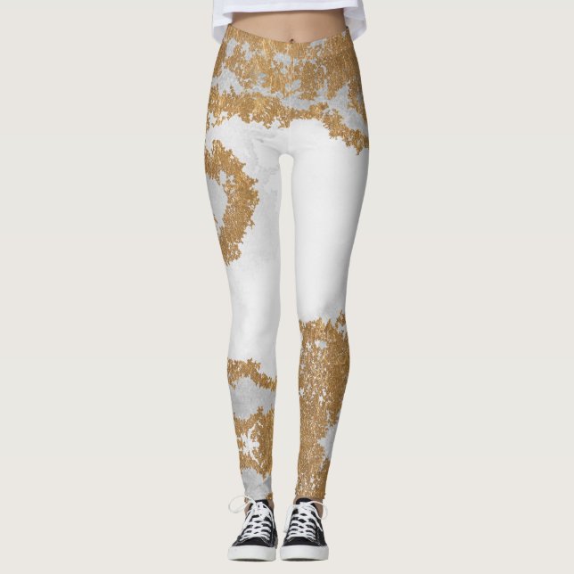 Leggings Mármol blanco y dorado (Anverso)