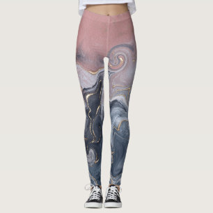 Leggings Mármol color de agua gris rosado decorativo