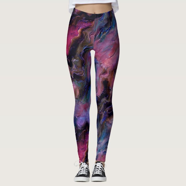 Leggings Mármol cósmico rosa morado (Anverso)