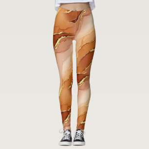 Leggings Mármol de Fractura Dorada Tono Tierra Fluido