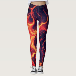 Leggings Mármol de Fuego Abstracto: Patrón Fluido Ígneo Con