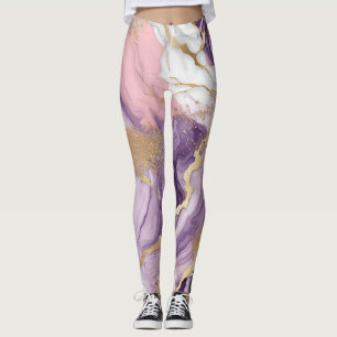 Leggings Mármol de lujo, purpurina, rosa, violeta y dorado